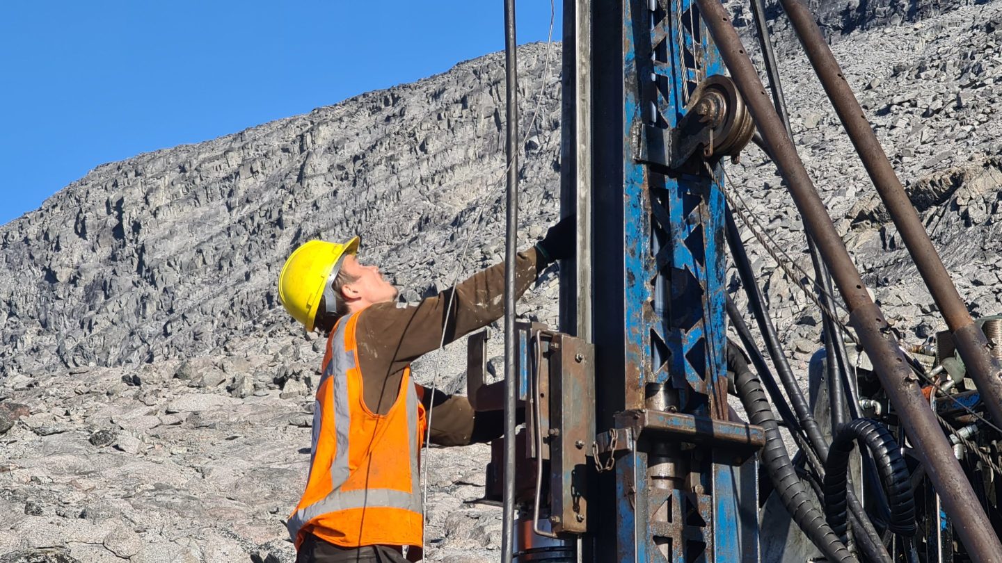 A drill is prepped to test ore deposits for rare earths at Critical Metals' planned Tanbreez mining site in southern Greenland.