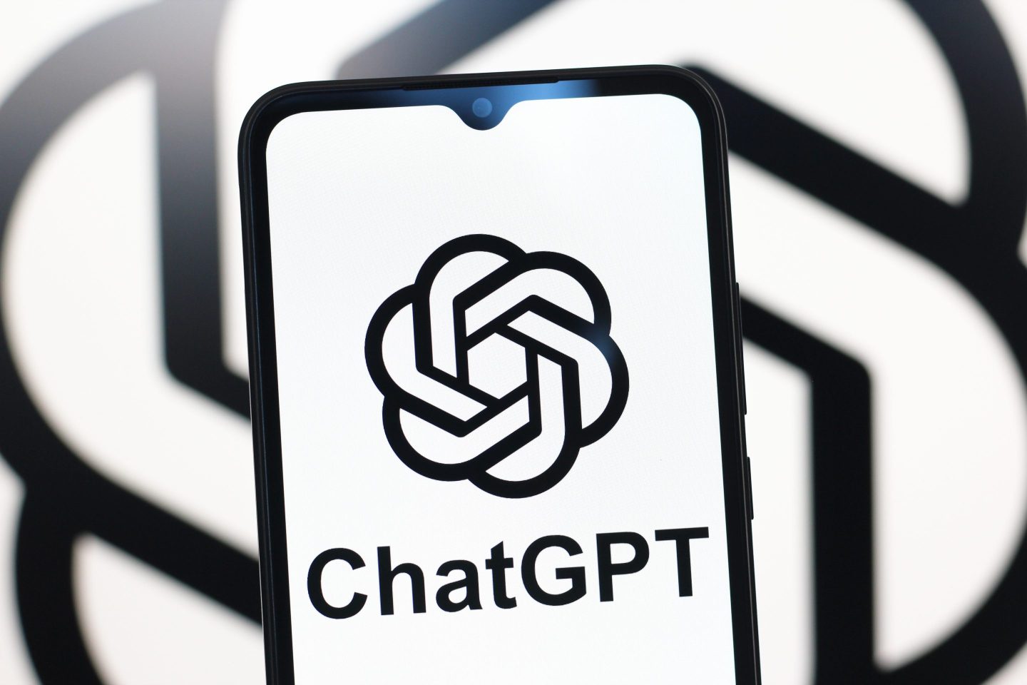 A device with the ChatGPT logo on it.